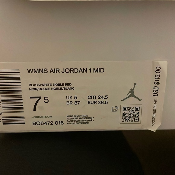 Women’s Nike Air Jordan 1 Mid Noble Red - Picture 8 of 8